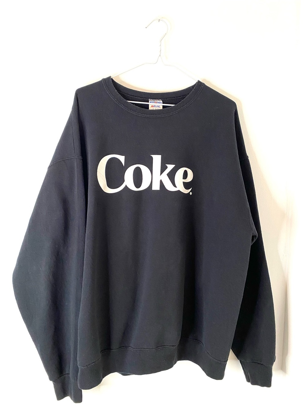 Coca Cola Coke Black Logo Graphic Sweatshirt Jerzees Retro 90s Y2K